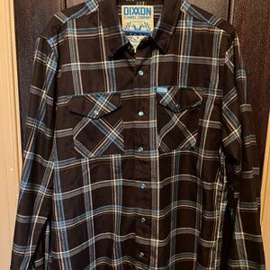 DIXXON ANNIVERSARY Men's Black and Light Blue Plaid Shirt
